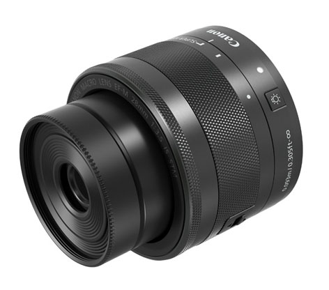 Canon EF-M 28mm F3.5 Macro IS STM con LED integrati e design molto compatto