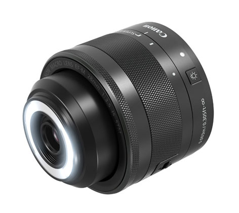Canon EF-M 28mm F3.5 Macro IS STM con LED integrati