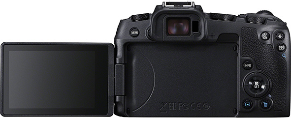 Canon EOS RP con mirino e LCD orientabile ad elevata risoluzione.