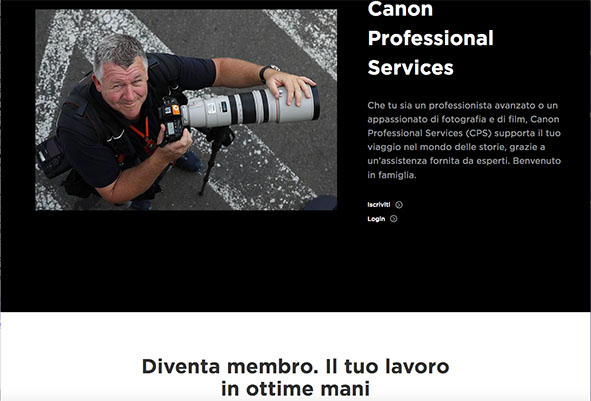Canon Professional Service, il professionista al primo posto Canon Professional Service, il professionista ha l'assustenza in ogni situazione fotografica