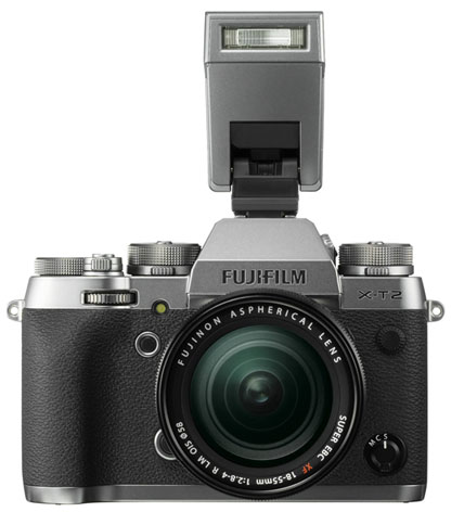 Fujifilm XT-2 Graphite Silver edition con flash EFX8 abbinato