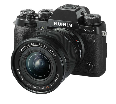 Vista frontale della Fujifilm X-T2