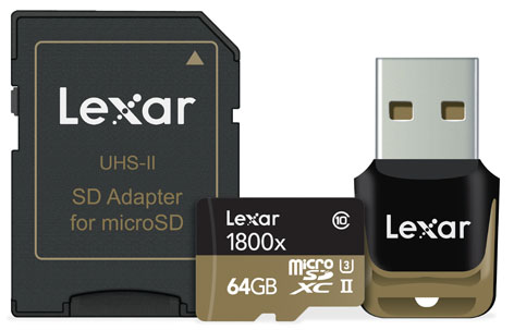 Lexar Professional microSD 1800x UHS-II 64GB con adattatore SD e lettore USB 3.0