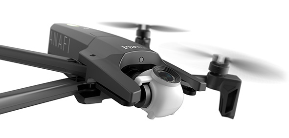 Come un insetto, Anafi è leggero e con fotocamera stabilizzata La struttura da insetto con la fotocamera su Gimbal del drone Anafi di Parrott