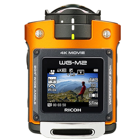 Ricoh WG-M2, action cam ultragrandangolare con LCD