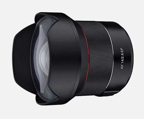 Samyang AF 14mm F2.8 EF, per le reflex full frame di Canon Samyang AF 14mm F2.8 EF, grandangolare luminoso per reflex Canon full frame
