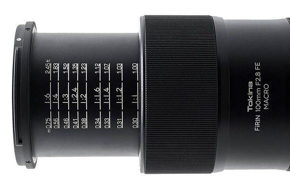 Tokina FiRIN 100mm F2.8 FE Macro 1:1 Tokina FiRIN 100mm F2.8 FE Macro, scala d'ingrandimento