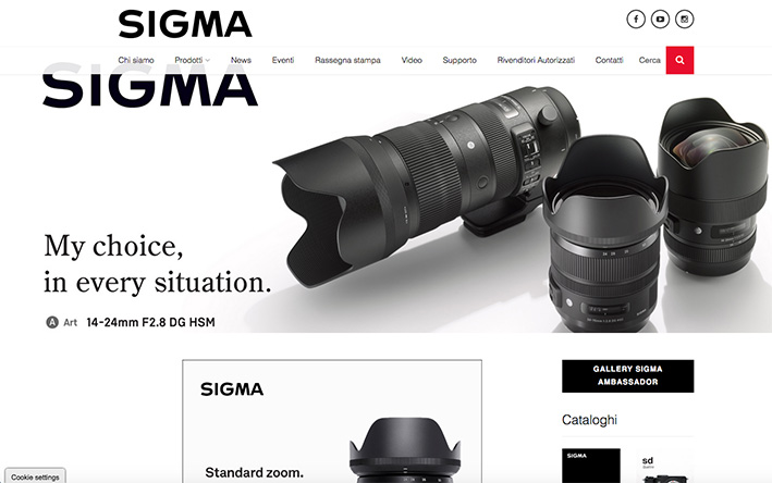Il nuovo sito Internet di Sigma: fotocamere, accessori, obiettivi