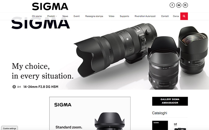 Nuovo sito Internet Sigma in italiano Il nuovo sito Internet di Sigma: fotocamere, accessori, obiettivi